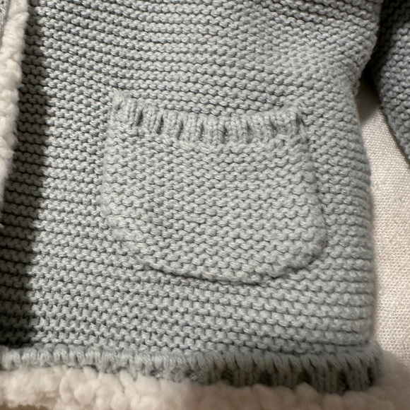 Carter's light Blue and Cream Knitted Baby Jacket with Hood and Ears Sz 9m - Picture 5 of 10